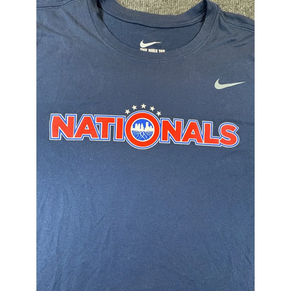 Nike Mens Washington Nationals Dri-FIT T-Shirt Navy Blue MLB Athletic Cut Large